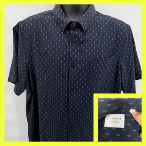 7 Diamonds Shirt XL Mens Blue Geometric Print 4-Way Stretch Short Sleeve